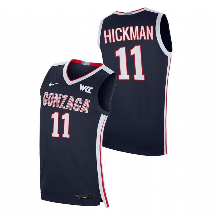 Gonzaga Bulldogs Nolan Hickman 11 2023 Navy College Elite NCAA Jersey Men's