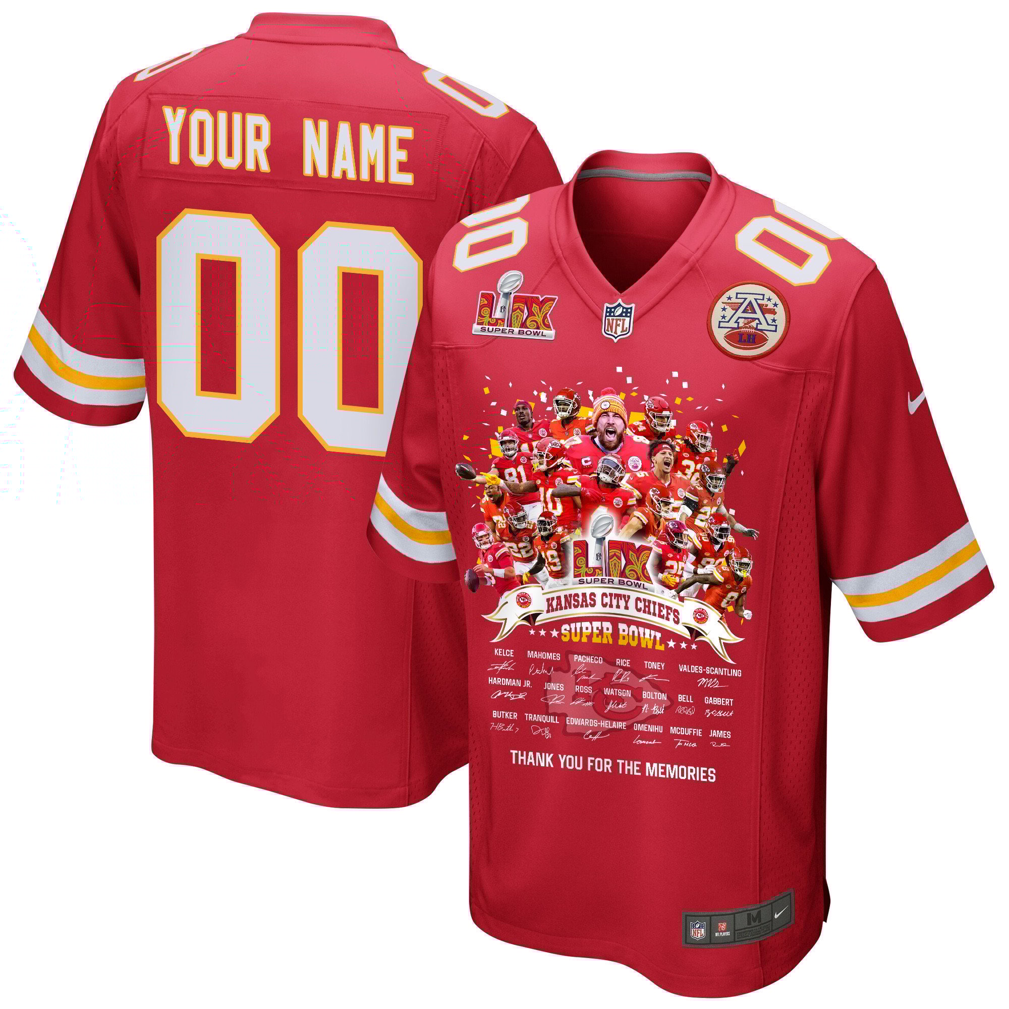 Kansas City Chiefs Super Bowl LIX Thanks For The Memories Game Custom Red NFL Jersey Men's
