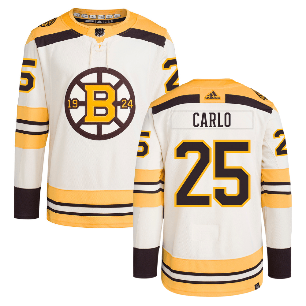 Brandon Carlo 25 Boston Bruins 100th Anniversary Primegreen Third Cream NHL Jersey Men's