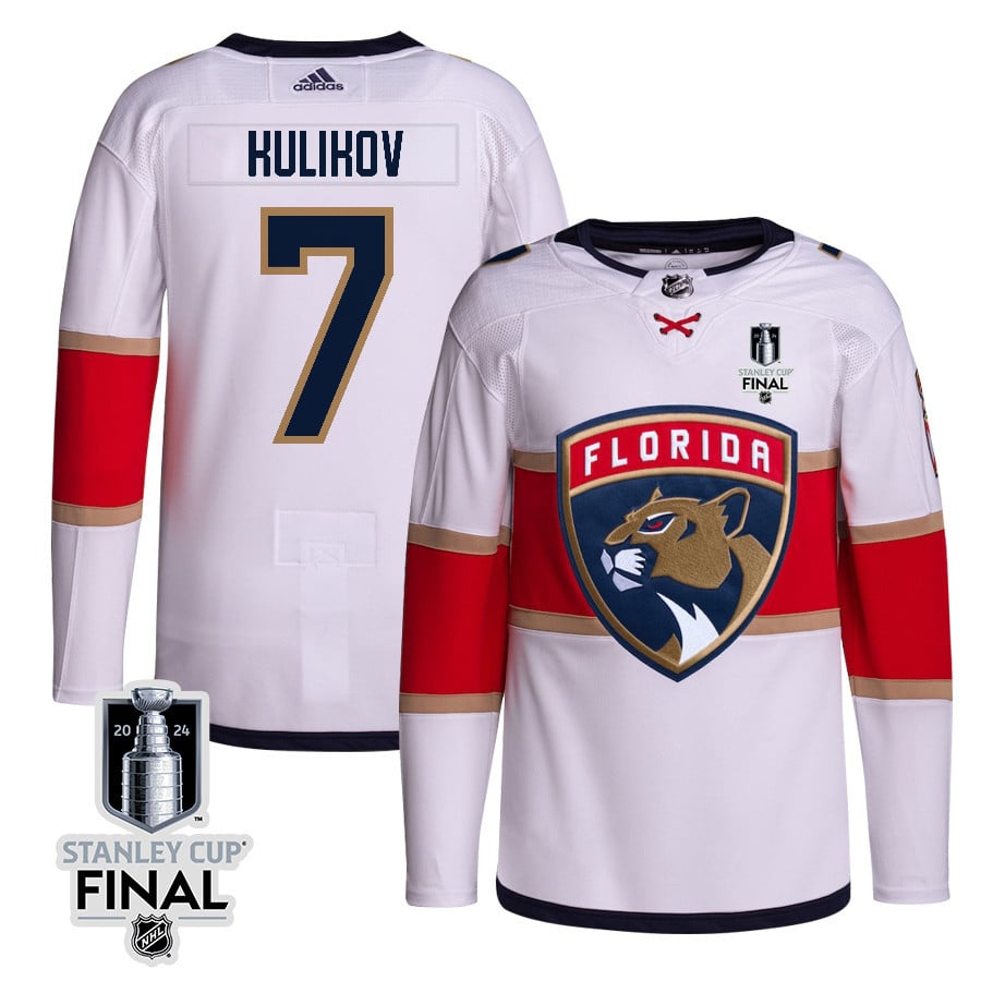 Dmitry Kulikov 7 Florida Panthers 2024 STANLEY CUP Final Away Breakaway White NHL Jersey Men's