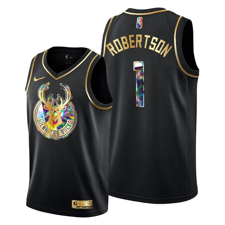 Oscar Robertson 1 Milwaukee Bucks 75th Anniversary Team Black Men NBA Jersey Men's