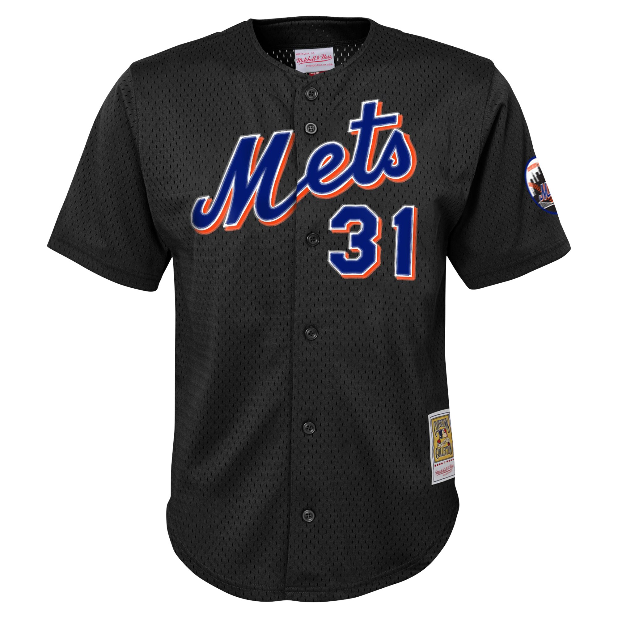 New York Mets Mike Piazza Mitchell Ness Black Cooperstown Collection Mesh Batting Practice MLB Jersey Youth
