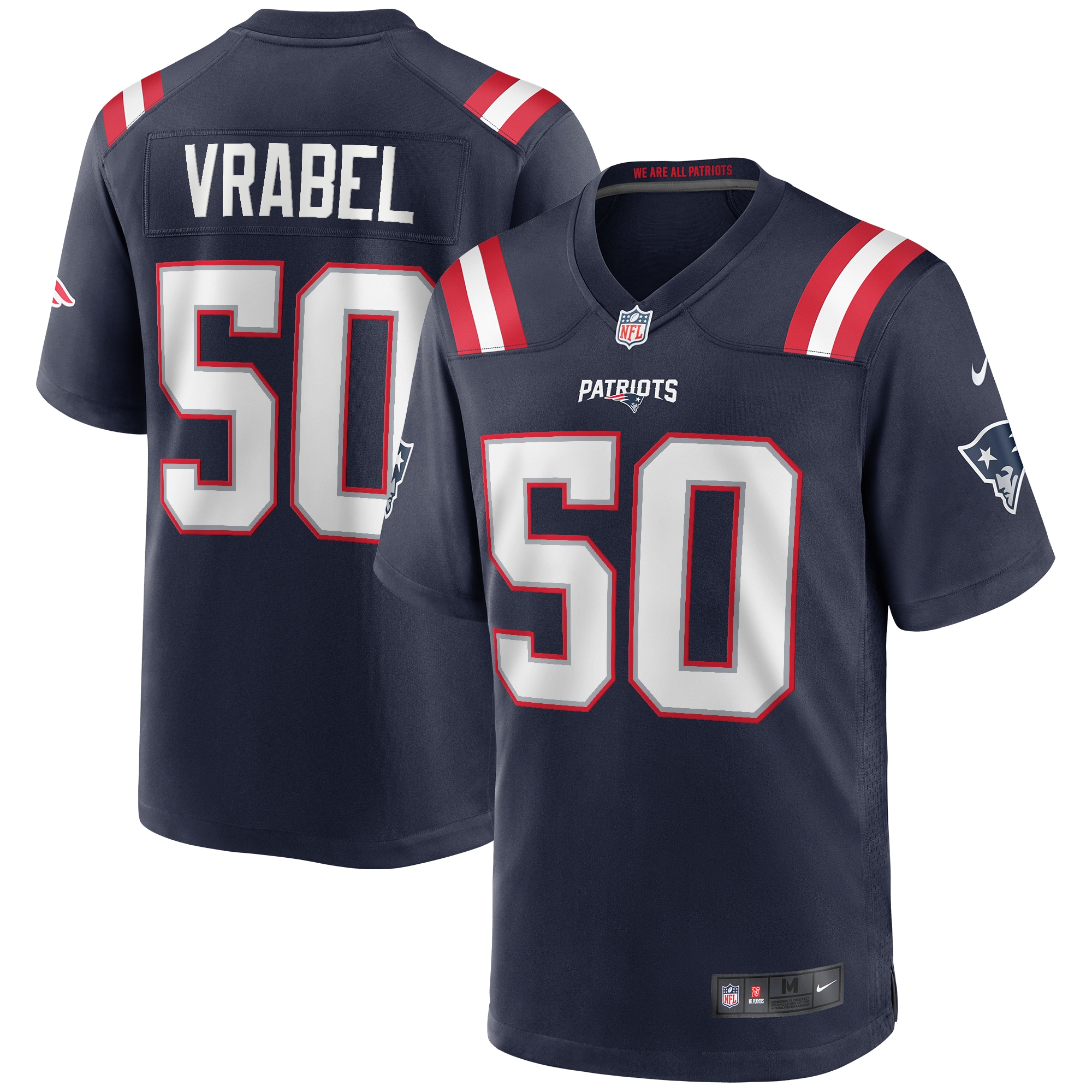 New England Patriots Mike Vrabel Navy Game Retired Player NFL Jersey Men's