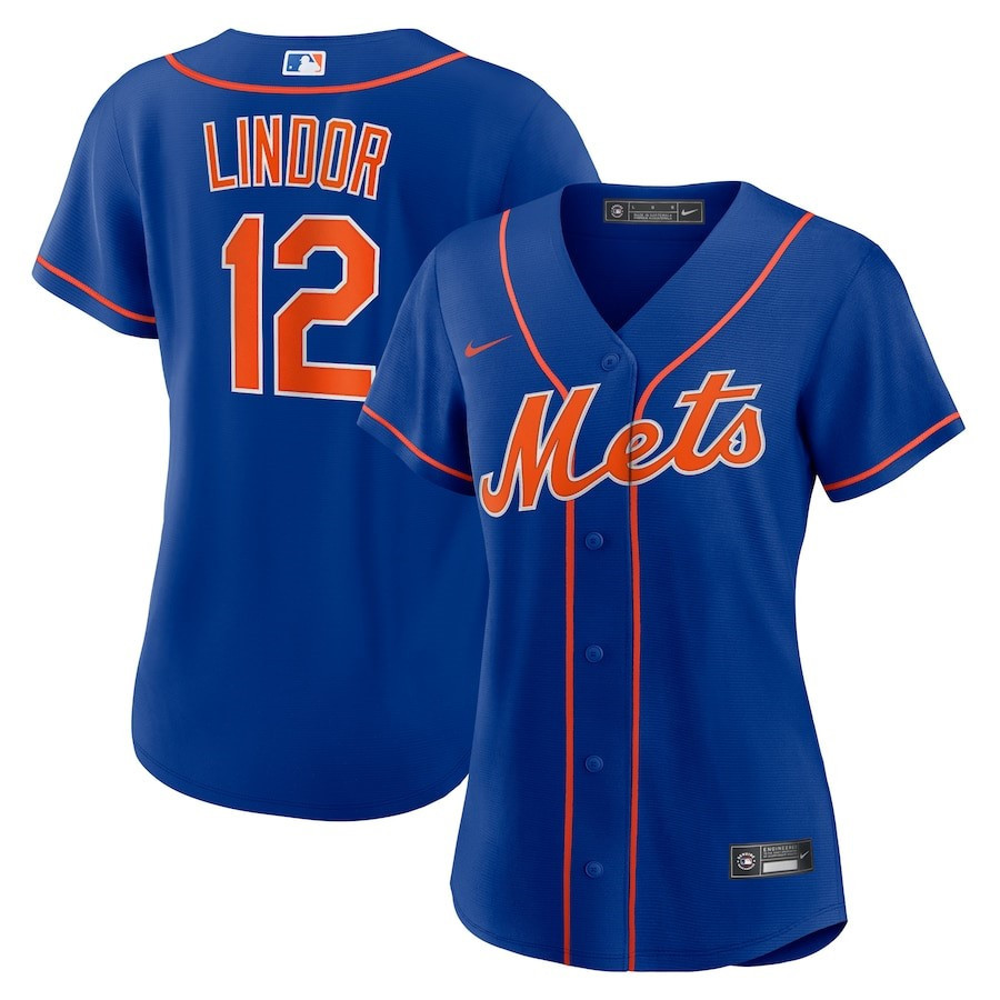 Francisco Lindor 12 New York Mets Alternate Player Royal MLB Jersey Women's