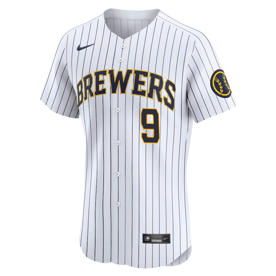 Bob Uecker #9 Milwaukee Brewers Alternate Alternate ELITE White MLB Jersey Men's