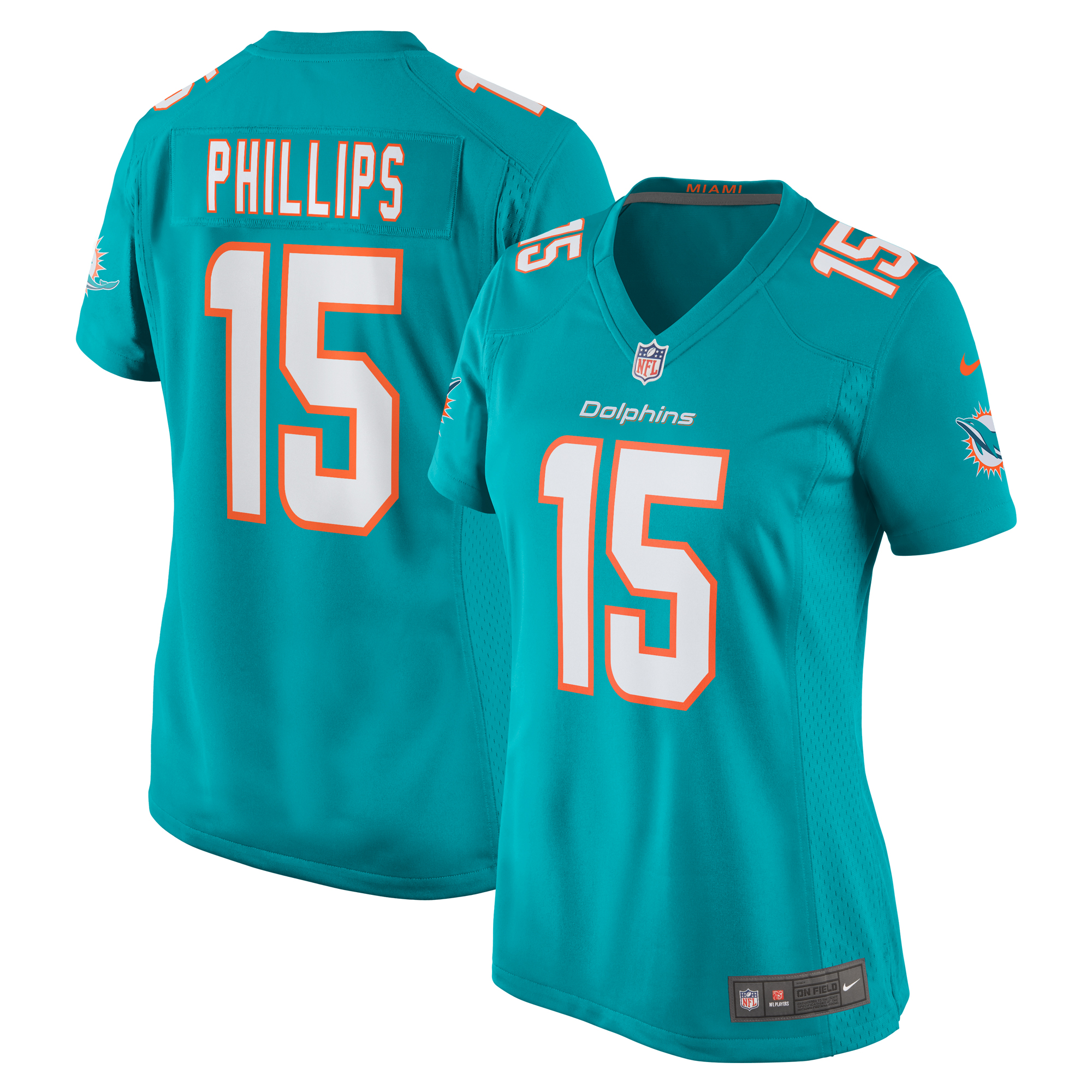 Miami Dolphins Jaelan Phillips Aqua Game Player NFL Jersey Women's