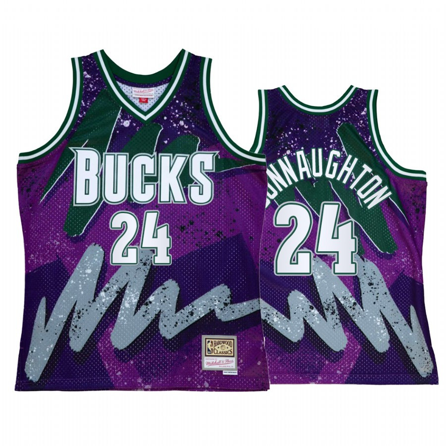 Pat Connaughton 24 Milwaukee Bucks Hyper Hoop Purple Throwback 90s NBA Jersey Men's