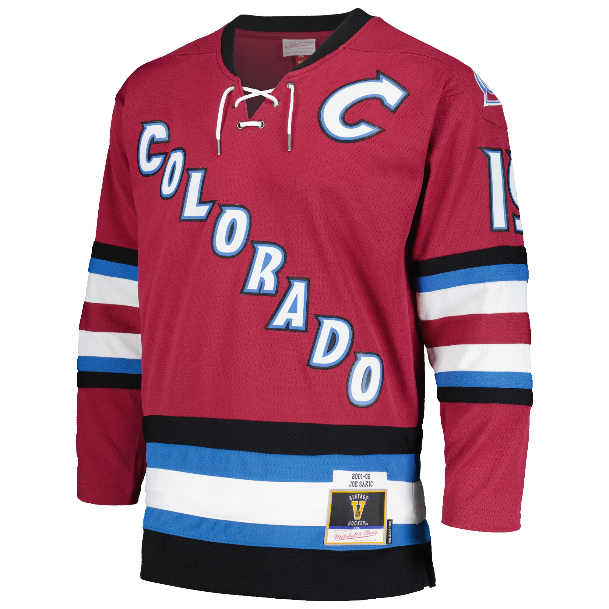 Colorado Avalanche Joe Sakic Mitchell Ness Burgundy 2001/02 Blue Line Alternate Player NHL Jersey Men's