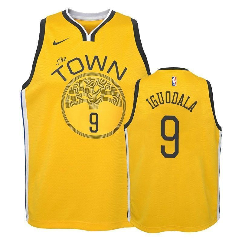 Golden State Warriors Andre Iguodala 9 Earned Yellow NBA Jersey Youth