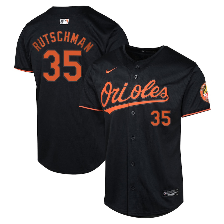Adley Rutschman 35 Baltimore Orioles Alternate Limited Black MLB Jersey Youth