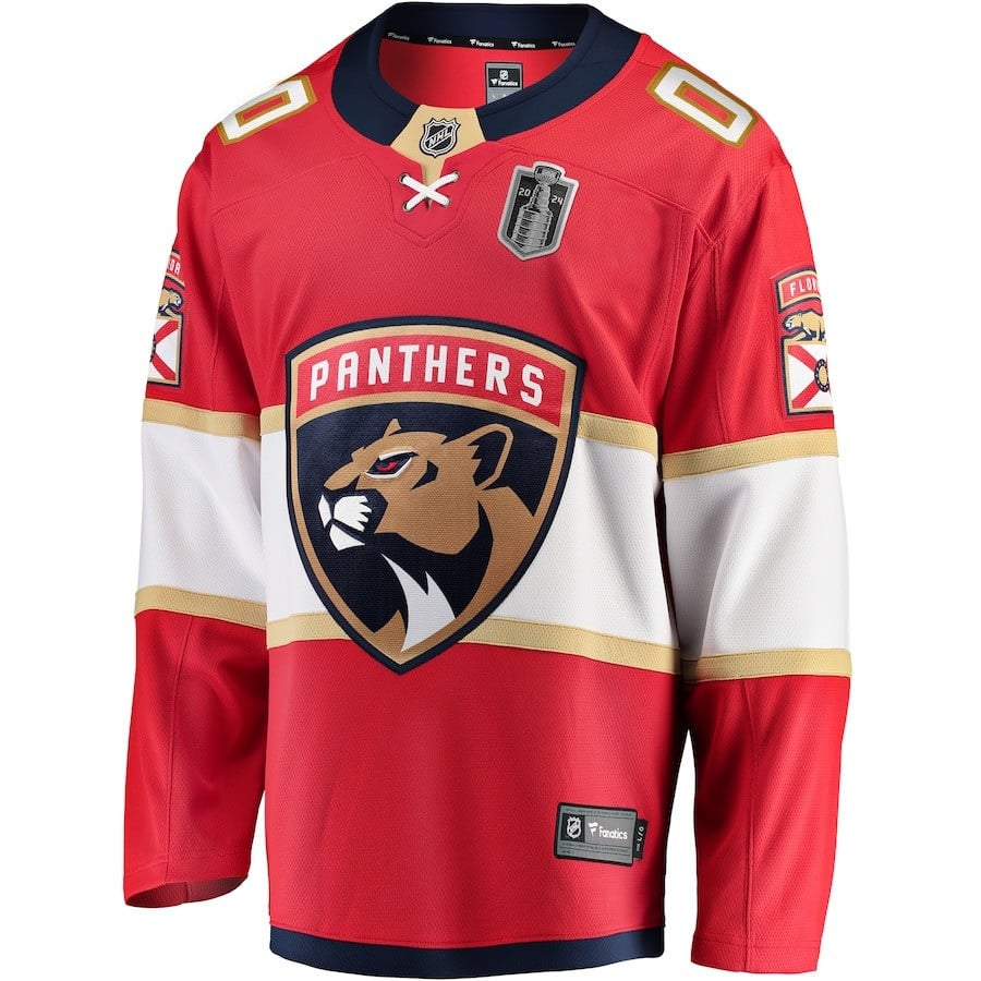 Florida Panthers 2024 Stanley Cup Final Home Breakaway Custom Name Red NHL Jersey Men's