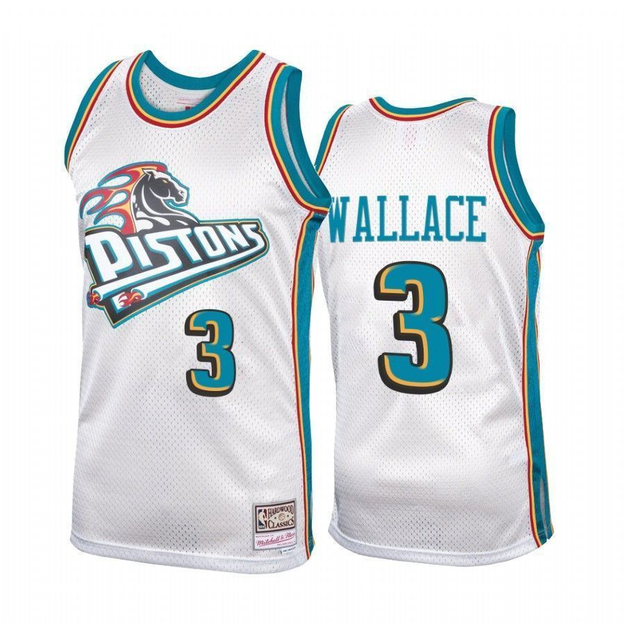 Detroit Pistons Ben Wallace 3 Platinum Hardwood Classics NBA Jersey Men's