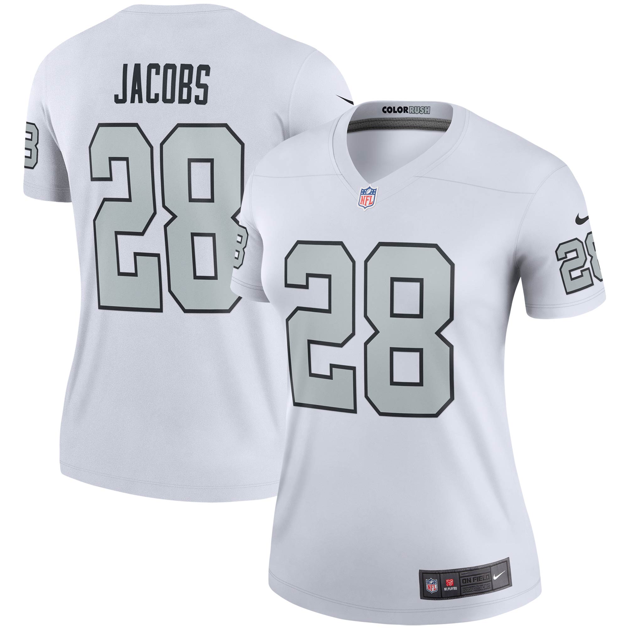 Las Vegas Raiders Josh Jacobs White Alternate Legend Player Performance Top NFL Jersey Women's