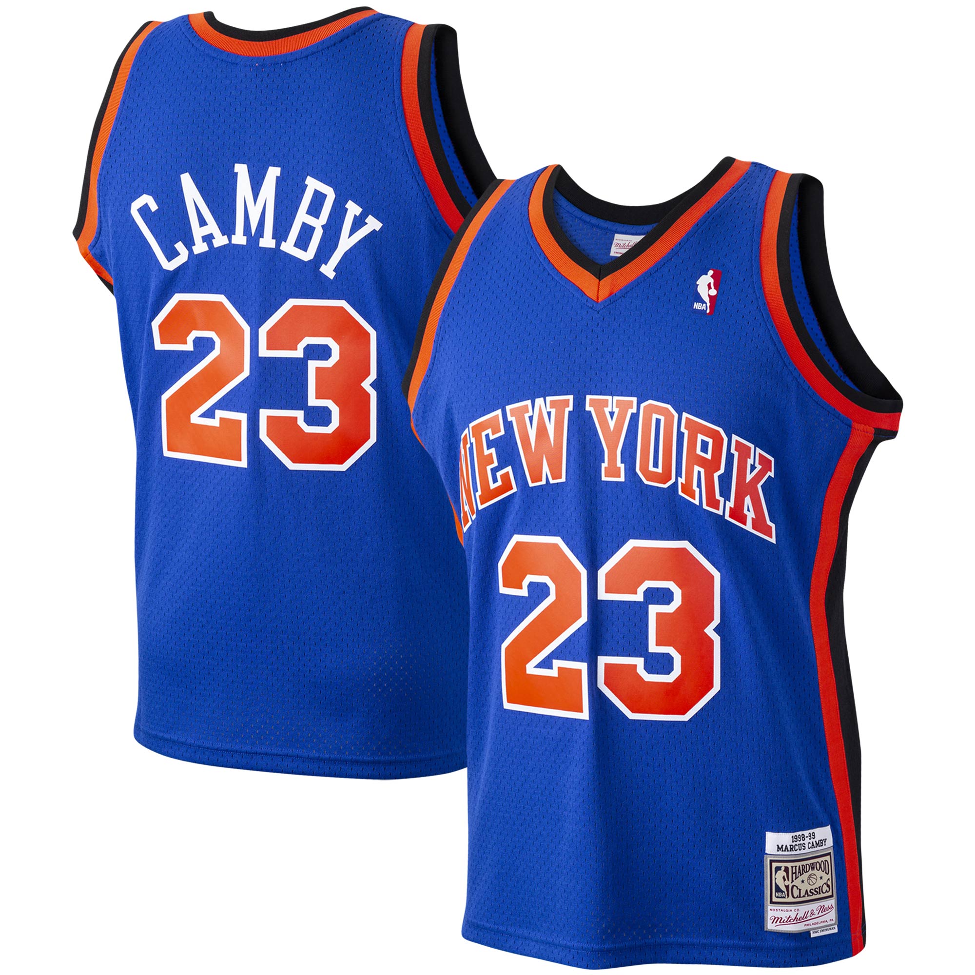 Mitchell Ness Marcus Camby Blue New York Knicks 1998-99 Hardwood Classics Swingman Player NBA Jersey Men's