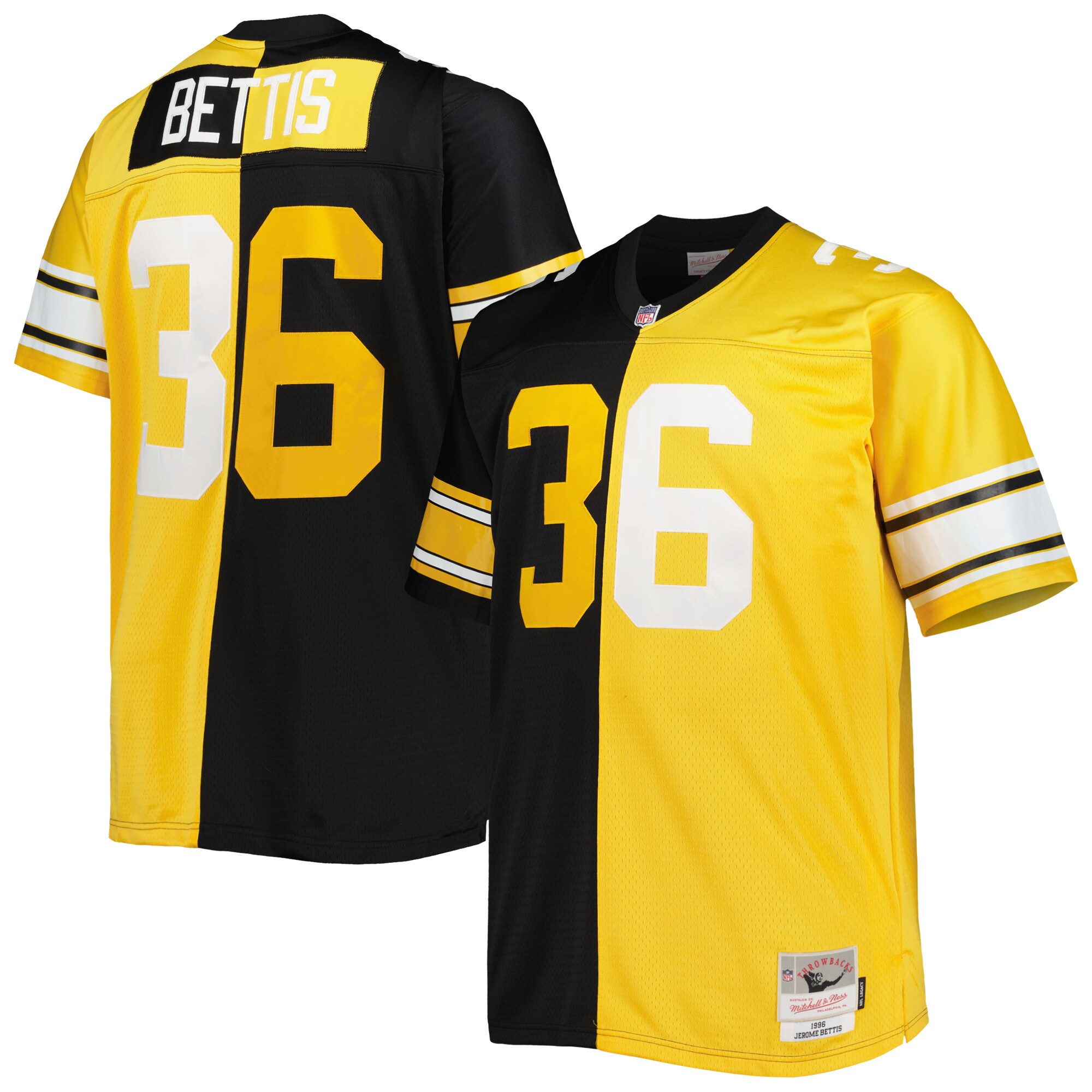 Pittsburgh Steelers Jerome Bettis Mitchell Ness Black/Gold Big Tall Split Legacy Retired Player NFL Jersey Men's