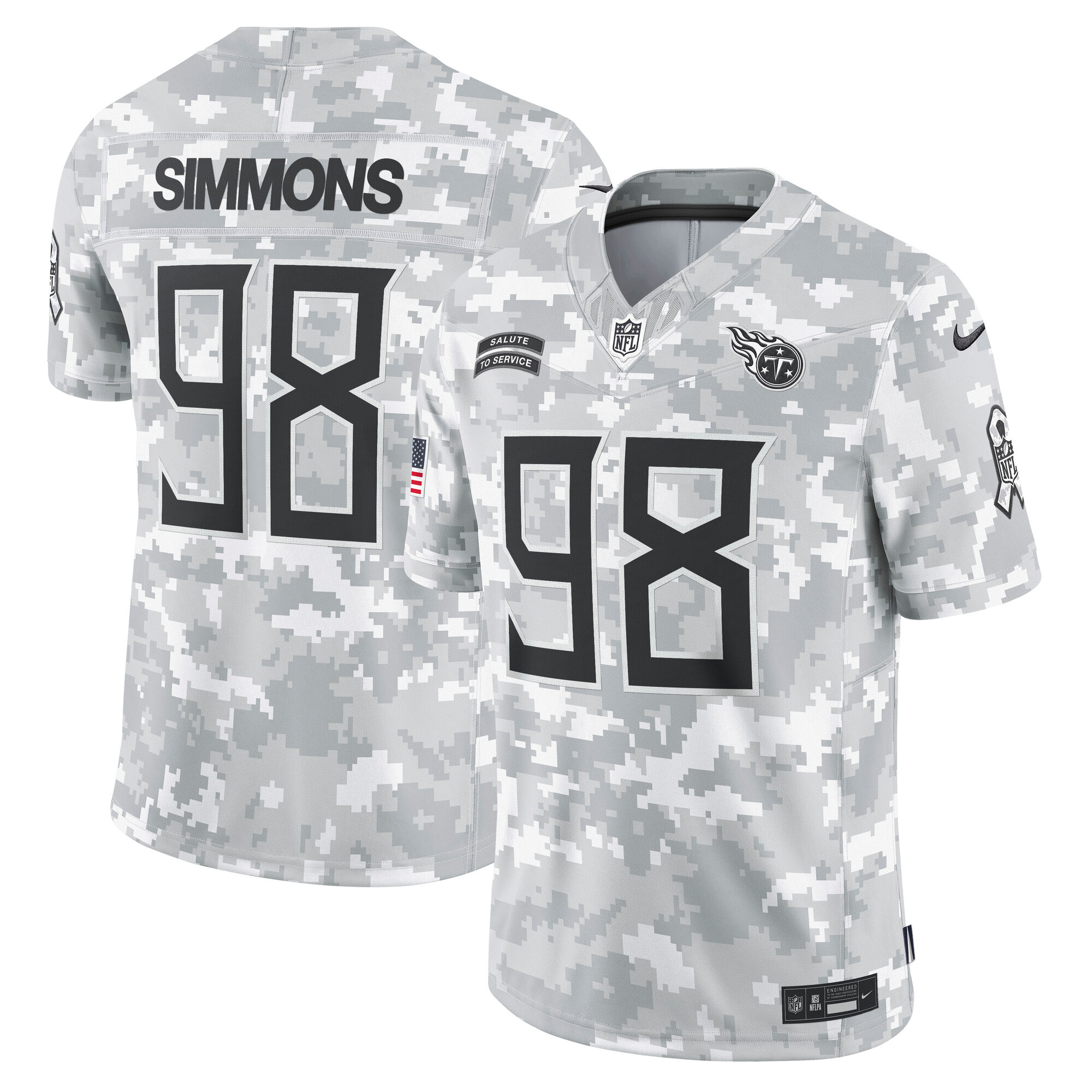 Tennessee Titans Jeffery Simmons Arctic Camo 2024 Salute to Service Limited NFL Jersey Men's