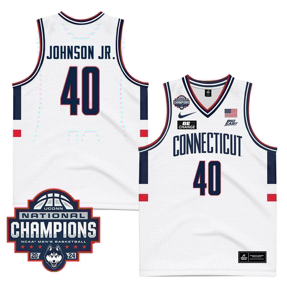 Andre Johnson Jr. 40 UConn Huskies 2024 National Champions Patch Unisex NCAA Jersey Unisex