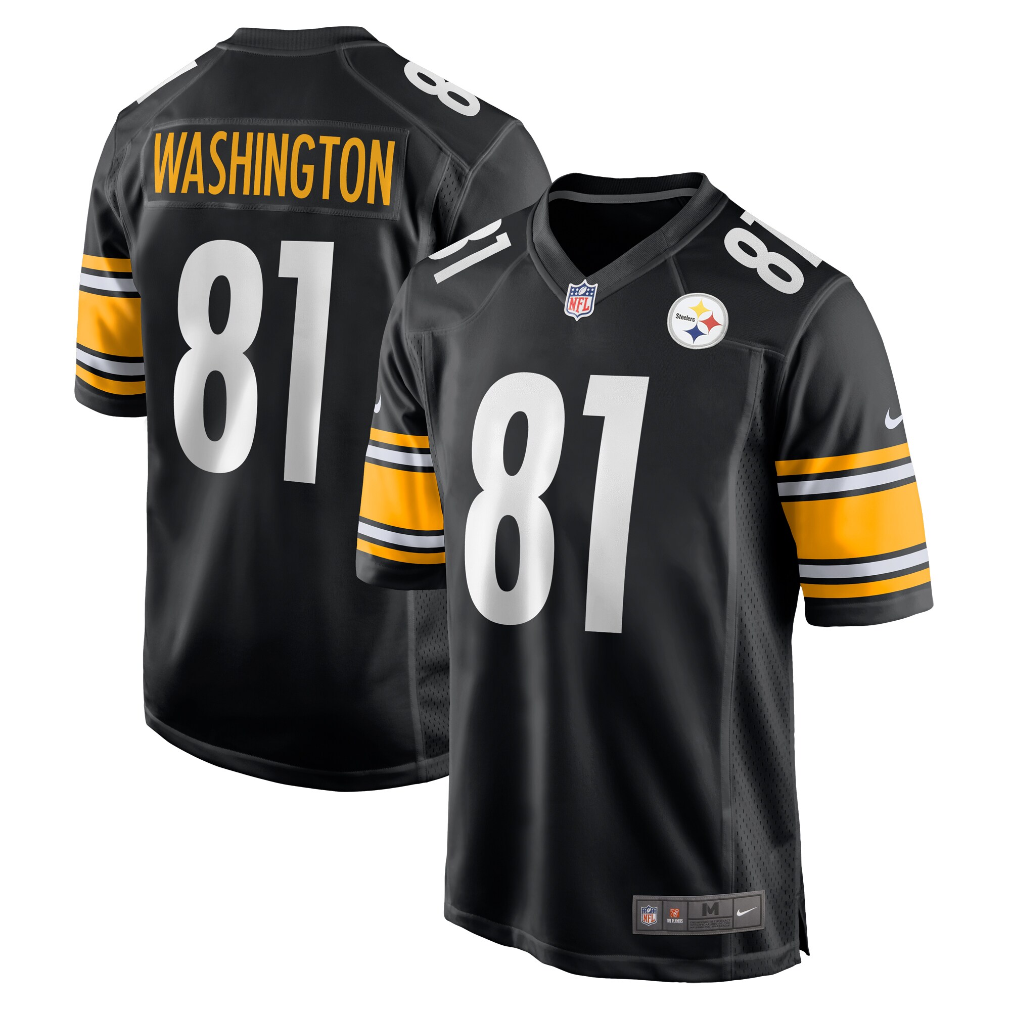 Pittsburgh Steelers Scotty Washington Black Game NFL Jersey Men's