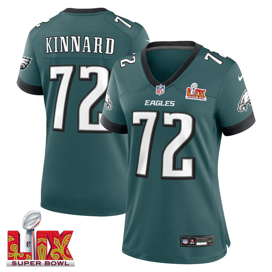 Darian Kinnard #72 Philadelphia Eagles Super Bowl LIX Midnight Green NFL Jersey Women's