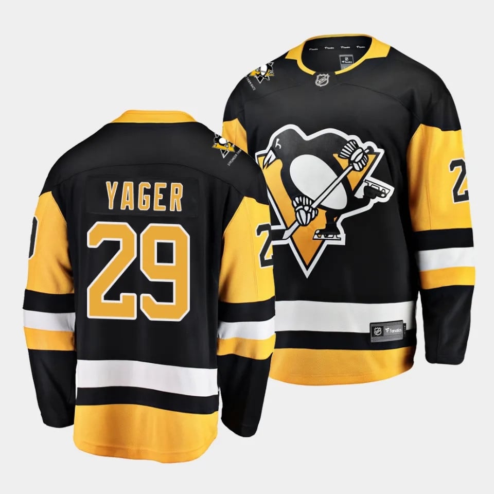 Brayden Yager #29 Pittsburgh Penguins 2023 Draft Home Black/Yellow NHL Jersey Men's