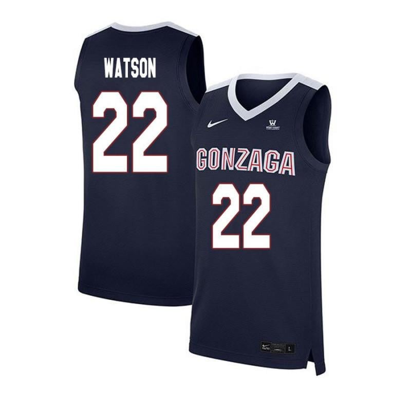 22 Anton Watson Navy Elite Gonzaga Bulldogs NCAA Jersey Men's