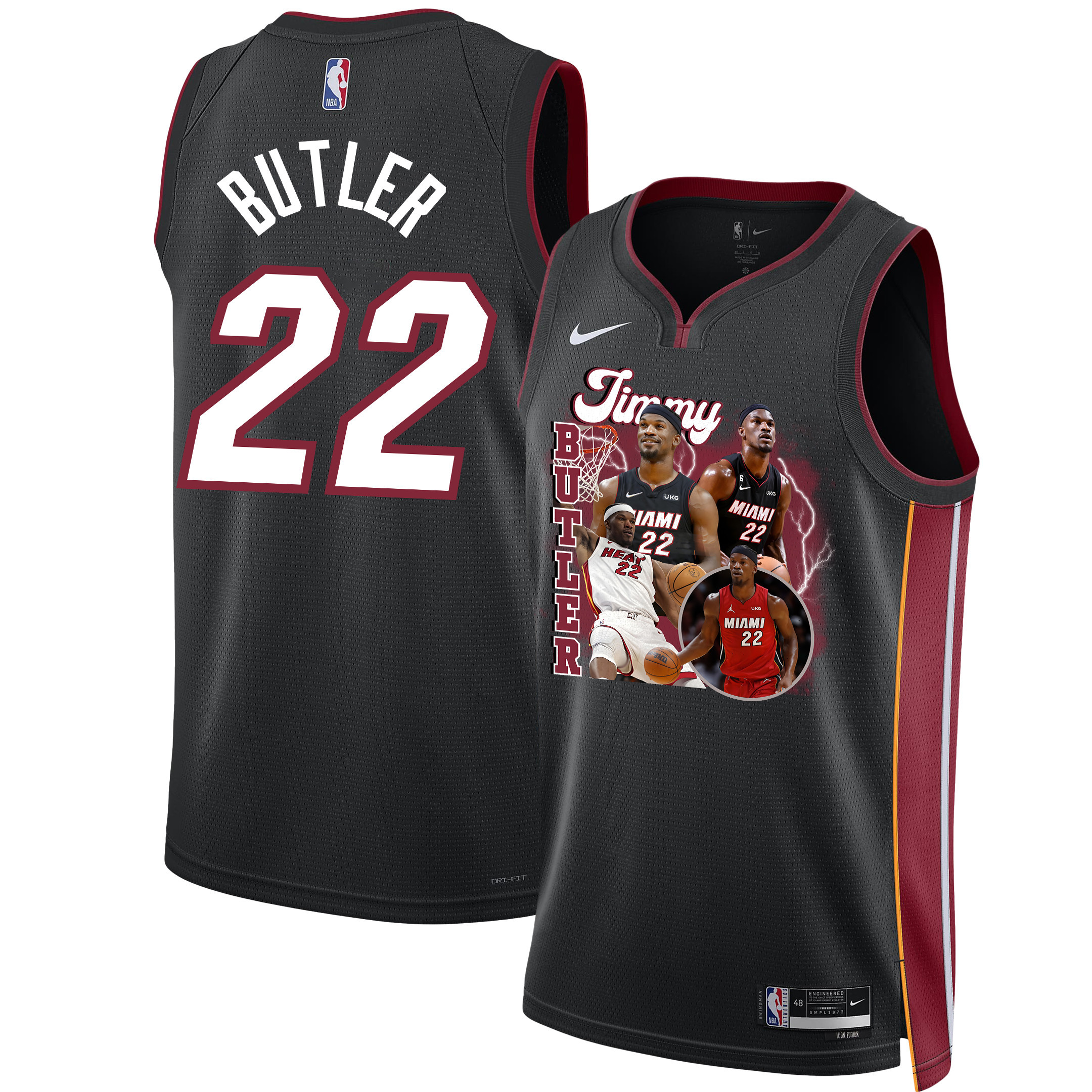 Jimmy Butler 22 Miami Heat Scorching Success 2023 Champions Swingman Black NBA Jersey Men's