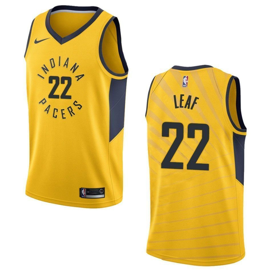 Indiana Pacers 22 T.j. Leaf Statement Swingman Gold NBA Jersey Men's