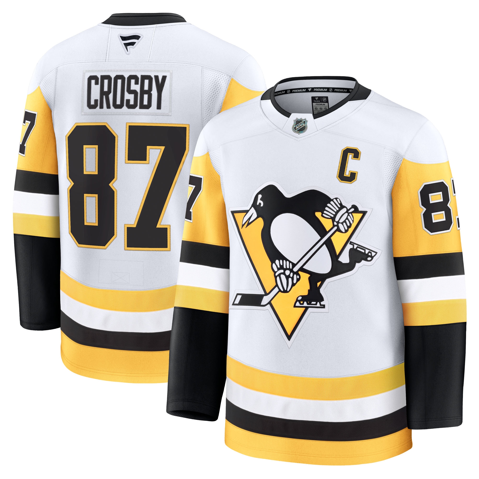 Pittsburgh Penguins Sidney Crosby White Away Premium NHL Jersey Men's