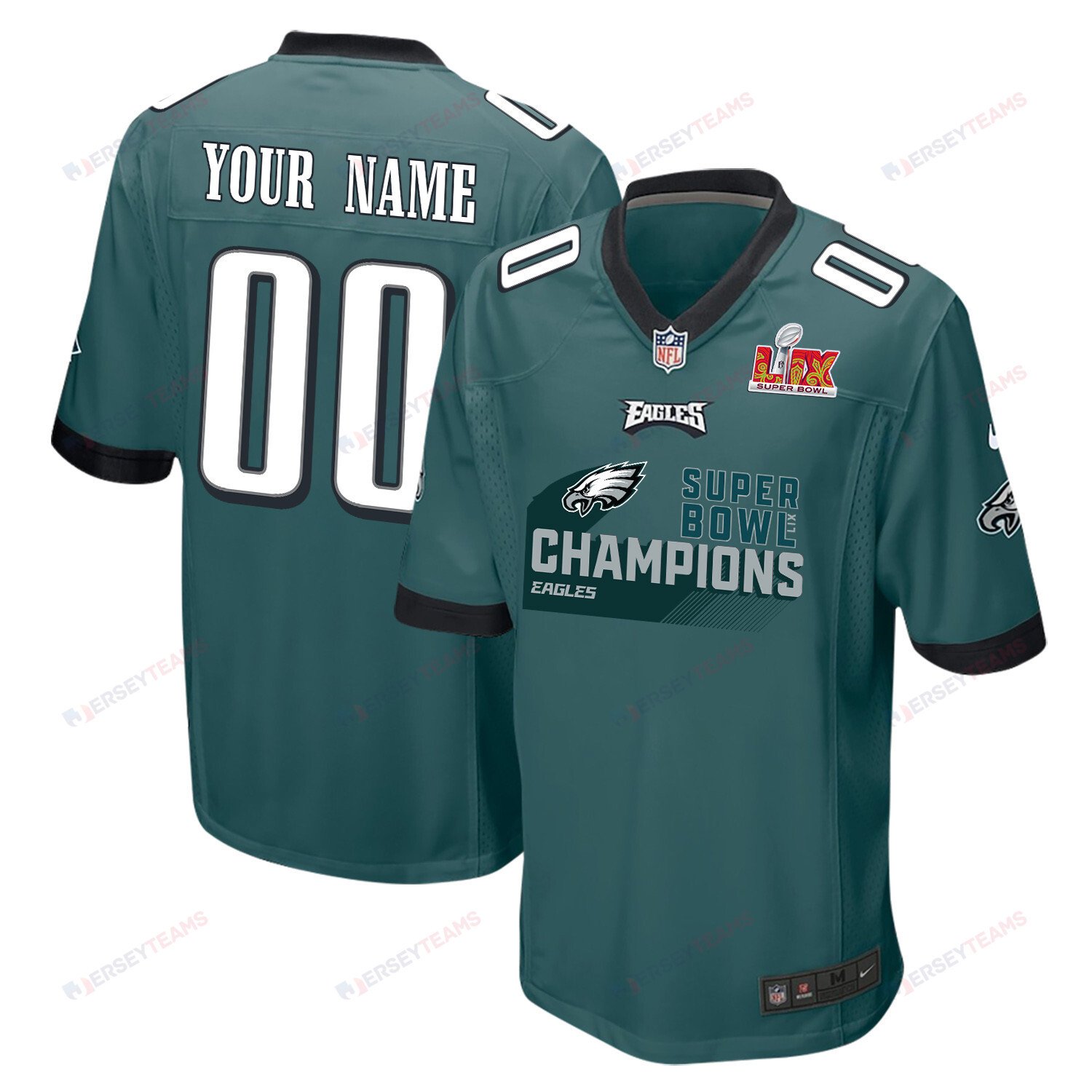 Philadelphia Eagles Super Bowl LIX Champions V4 Game Custom Midnight Green NFL Jersey Men's