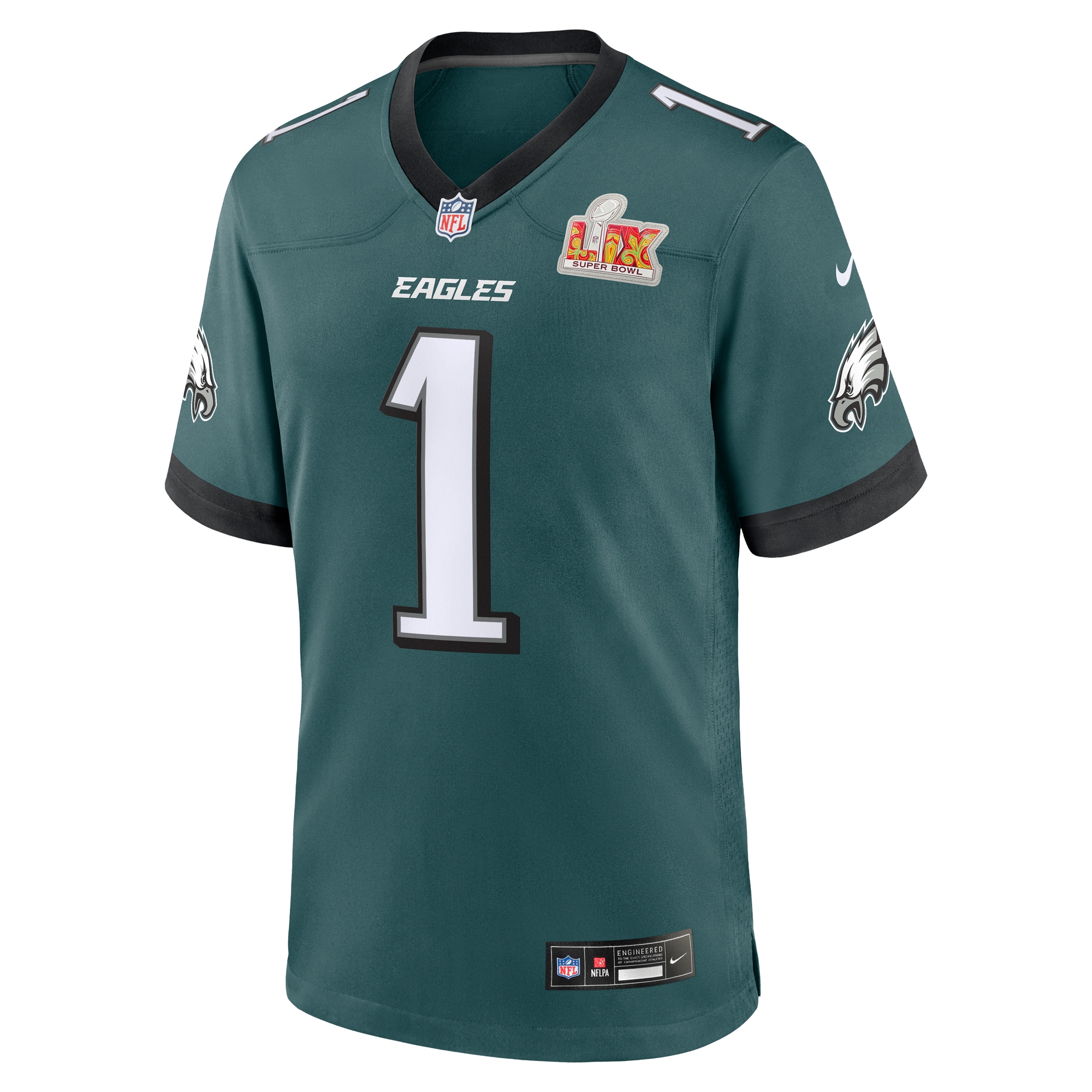 Philadelphia Eagles Jalen Hurts Midnight Green Super Bowl LIX Game Player NFL Jersey Men's