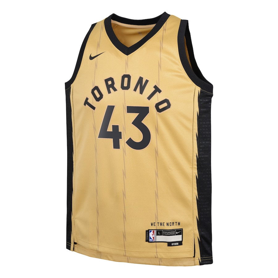 Pascal Siakam 43 Toronto Raptors 2023/24 City Edition Swingma Gold NBA Jersey Youth
