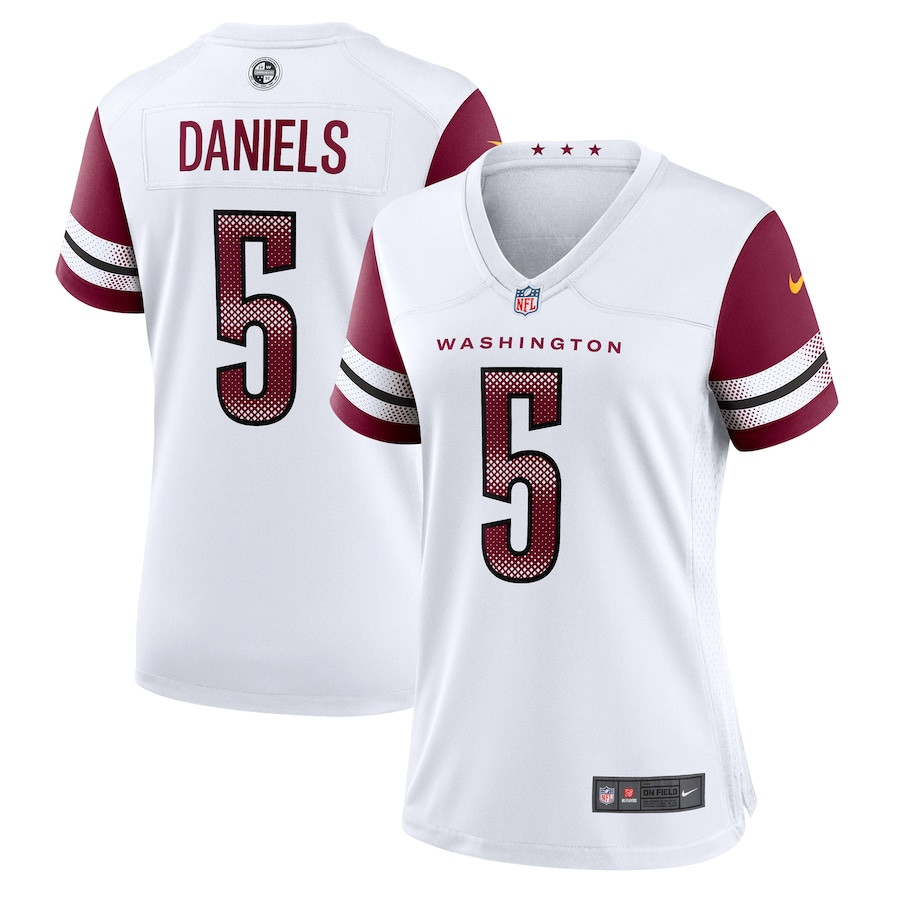 Jayden Daniels 5 Washington Commanders Game White NFL Jersey Women's
