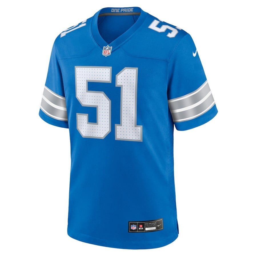 Steele Chambers 51 Detroit Lions Game Blue NFL Jersey Men's