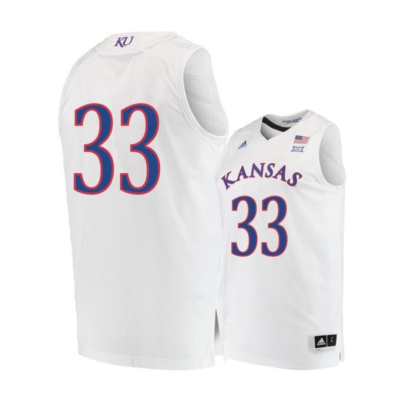 33 Landen Luca White Kansas Jayhawks NCAA Jersey Men's