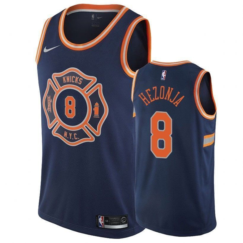 New York Knicks Mario Hezonja 8 City Edition Navy NBA Jersey Men's