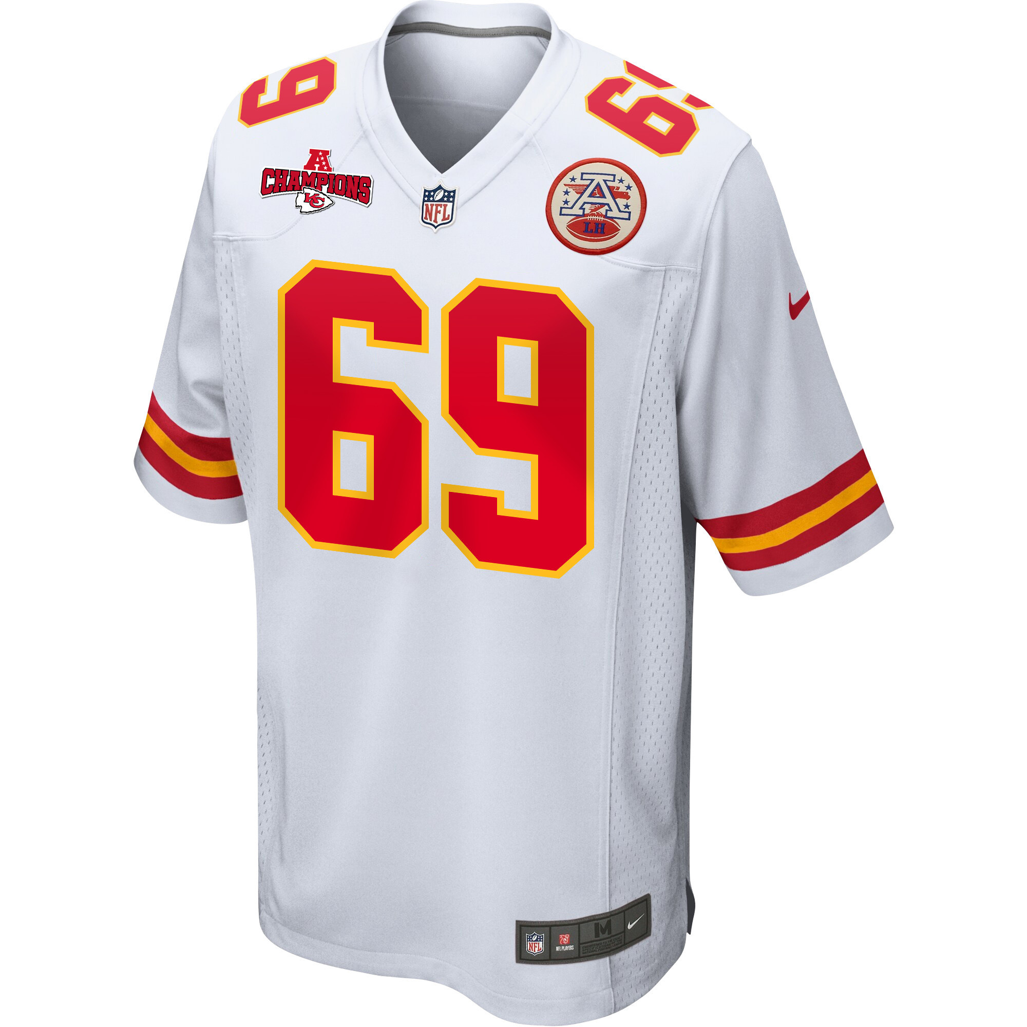 Mike Pennel 69 Kansas City Chiefs AFC Champions Patch Game White NFL Jersey Men's