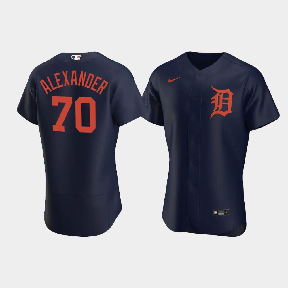 Tyler Alexander 70 Detroit Tigers Navy Alternate MLB Jersey Men's