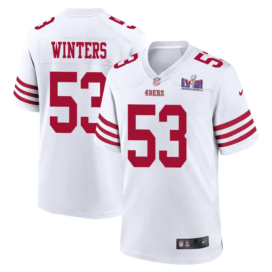Dee Winters 53 San Francisco 49ers Super Bowl LVIII Patch Game White NFL Jersey Men's