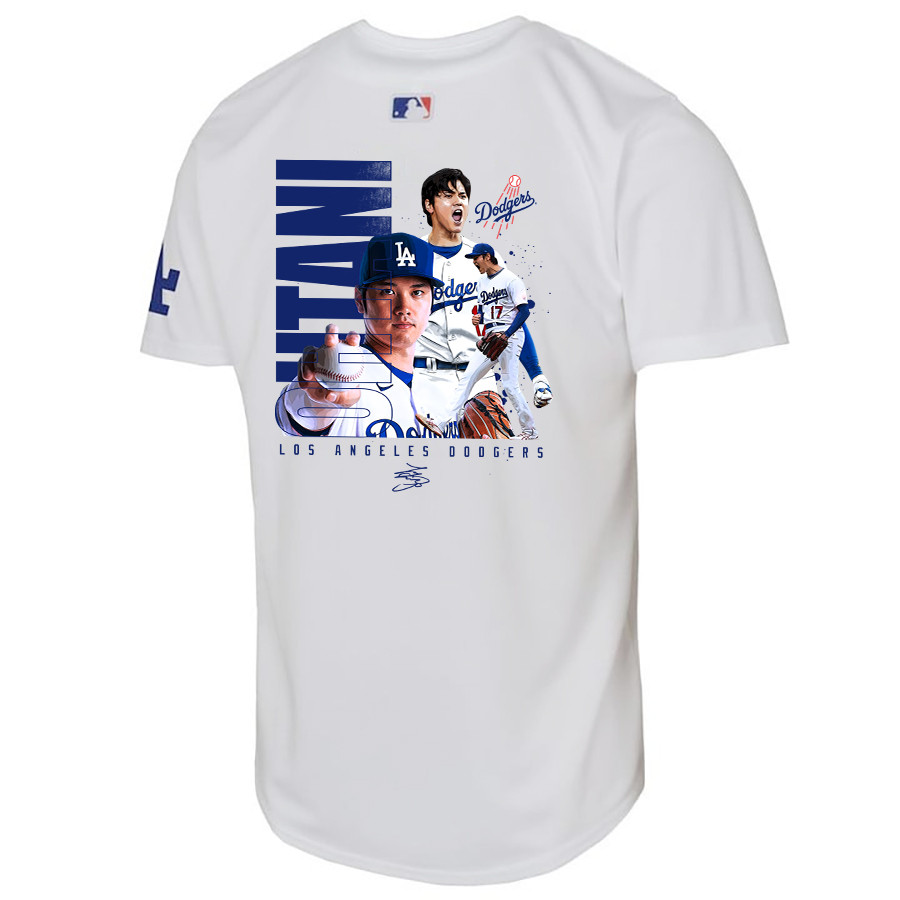 Shohei Ohtani 17 Los Angeles Dodgers Signed Name 2023 Home White MLB Jersey Youth