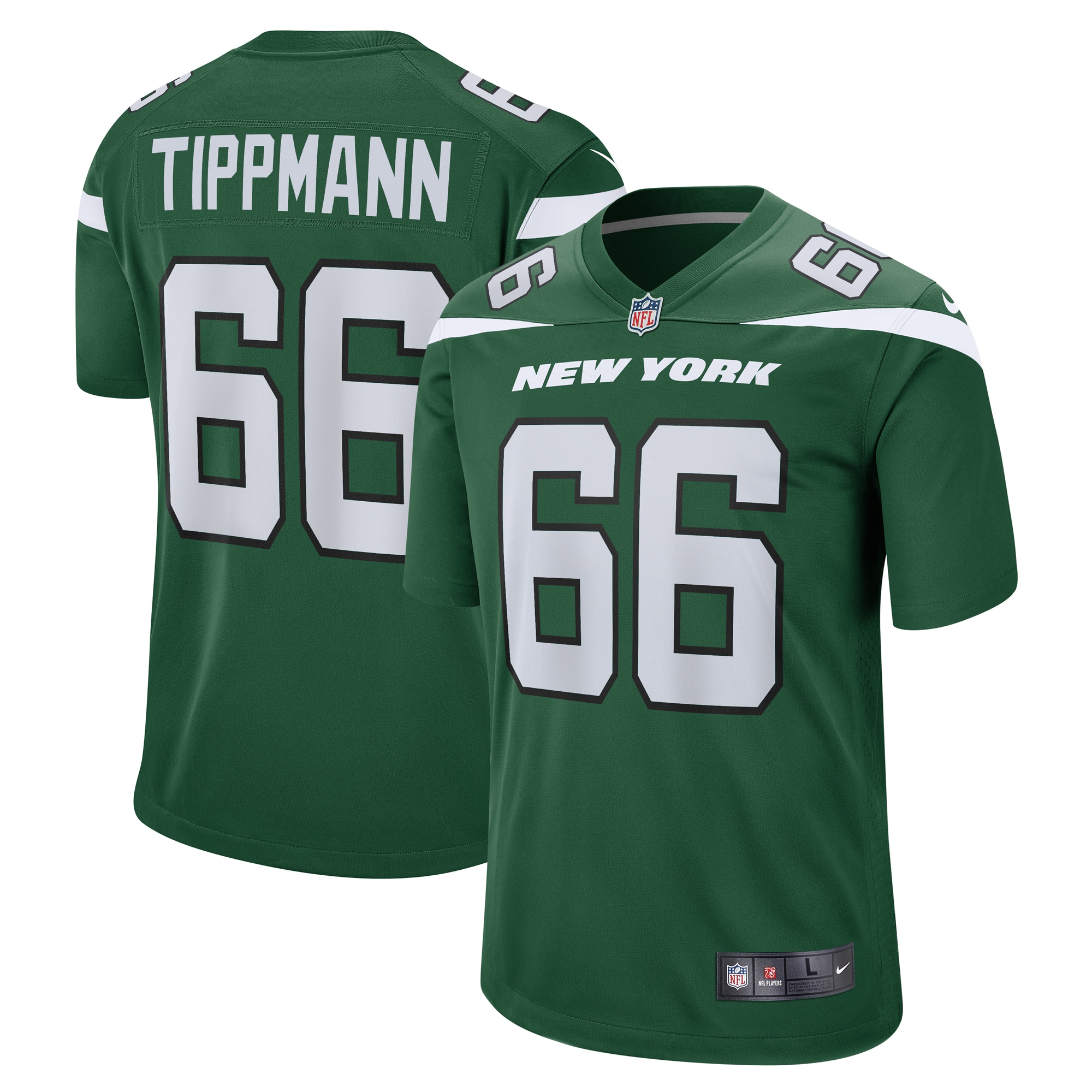 New York Jets Joe Tippmann Gotham Green Game NFL Jersey Men's