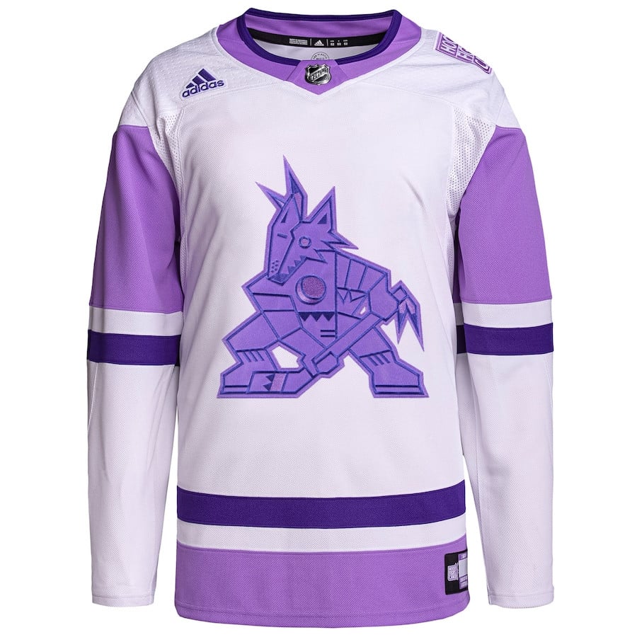 Arizona Coyotes Fights Cancer Primegreen White/Purple NHL Jersey Men's
