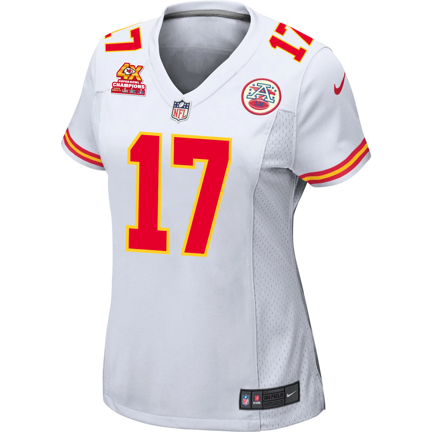 Richie James 17 Kansas City Chiefs Super Bowl LVIII Champions 4X Game White NFL Jersey Women's