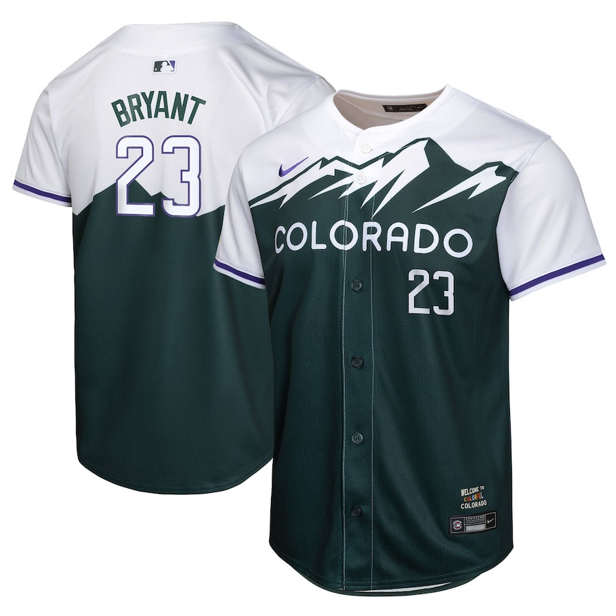 Kris Bryant 23 Colorado Rockies City Connect Limited Green MLB Jersey Youth