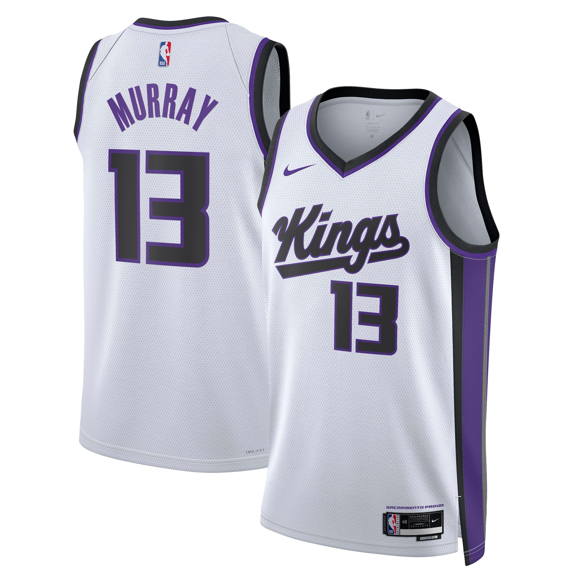 Camiseta Association Swingman de los Sacramento Kings Blanco Keegan Murra Unisex NBA Jersey Unisex