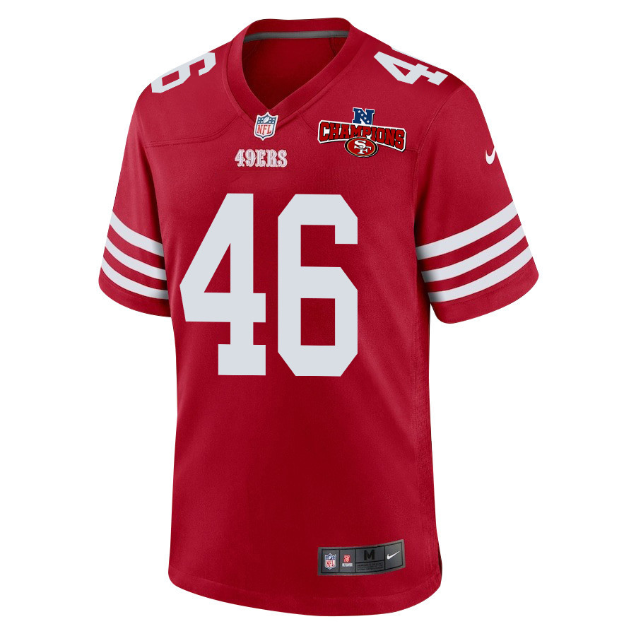 Taybor Pepper 46 San Francisco 49ers NFC Champions Patch Game Scarlet NFL Jersey Men's