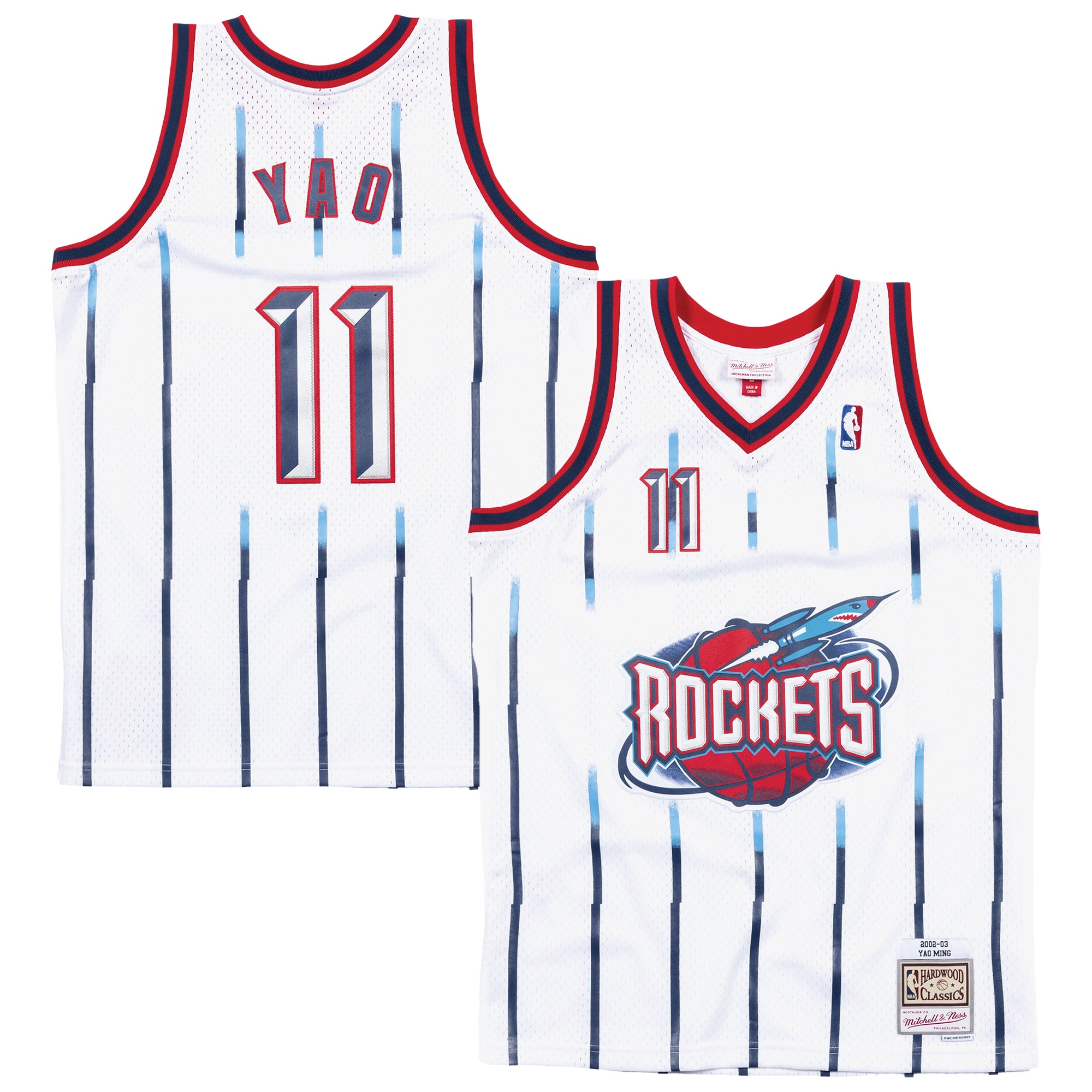 Yao Min White Houston Rockets Hardwood Classics Swingman Player NBA Jersey Men's
