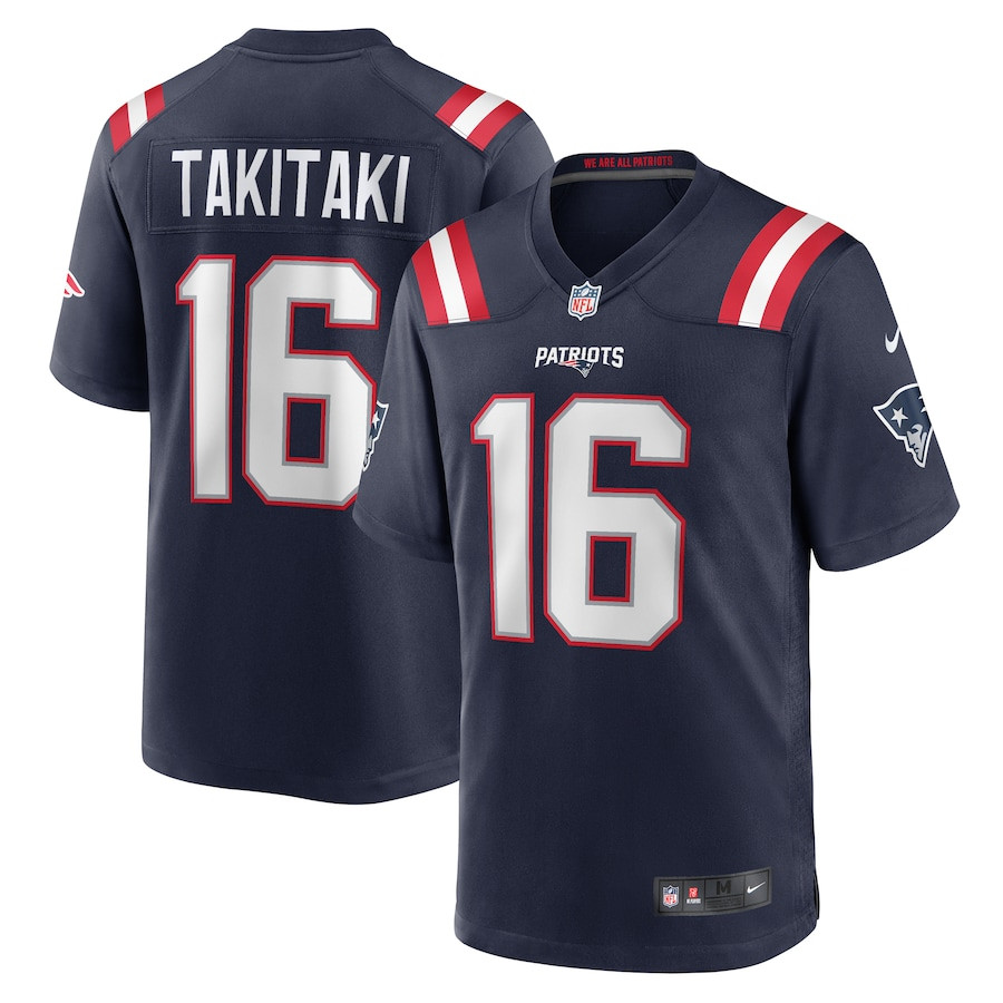 Sione Takitaki 16 New England Patriots Team Game Navy NFL Jersey Men's