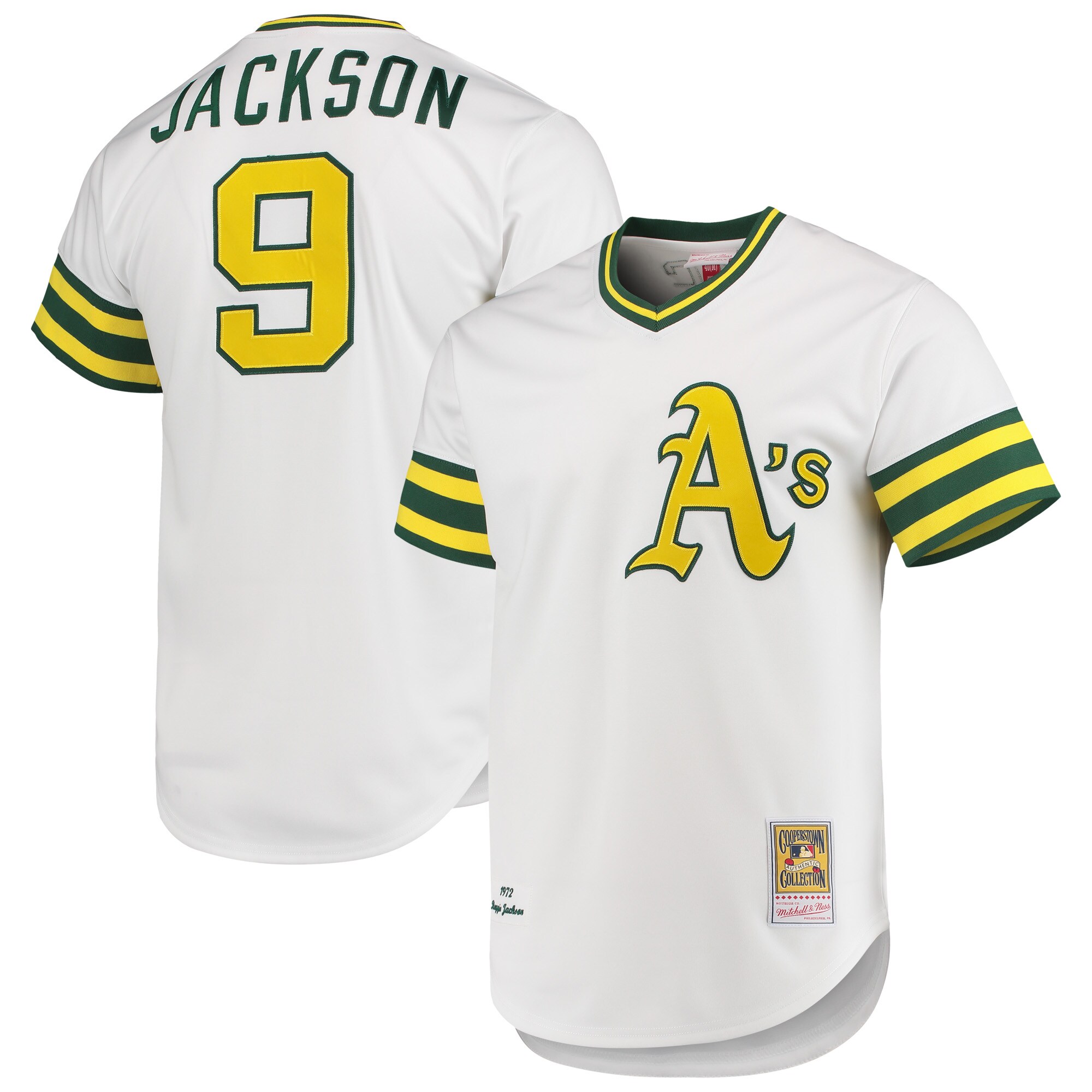 Oakland Athletics Reggie Jackson Mitchell Ness White 1972 Cooperstown Collection MLB Jersey Men's
