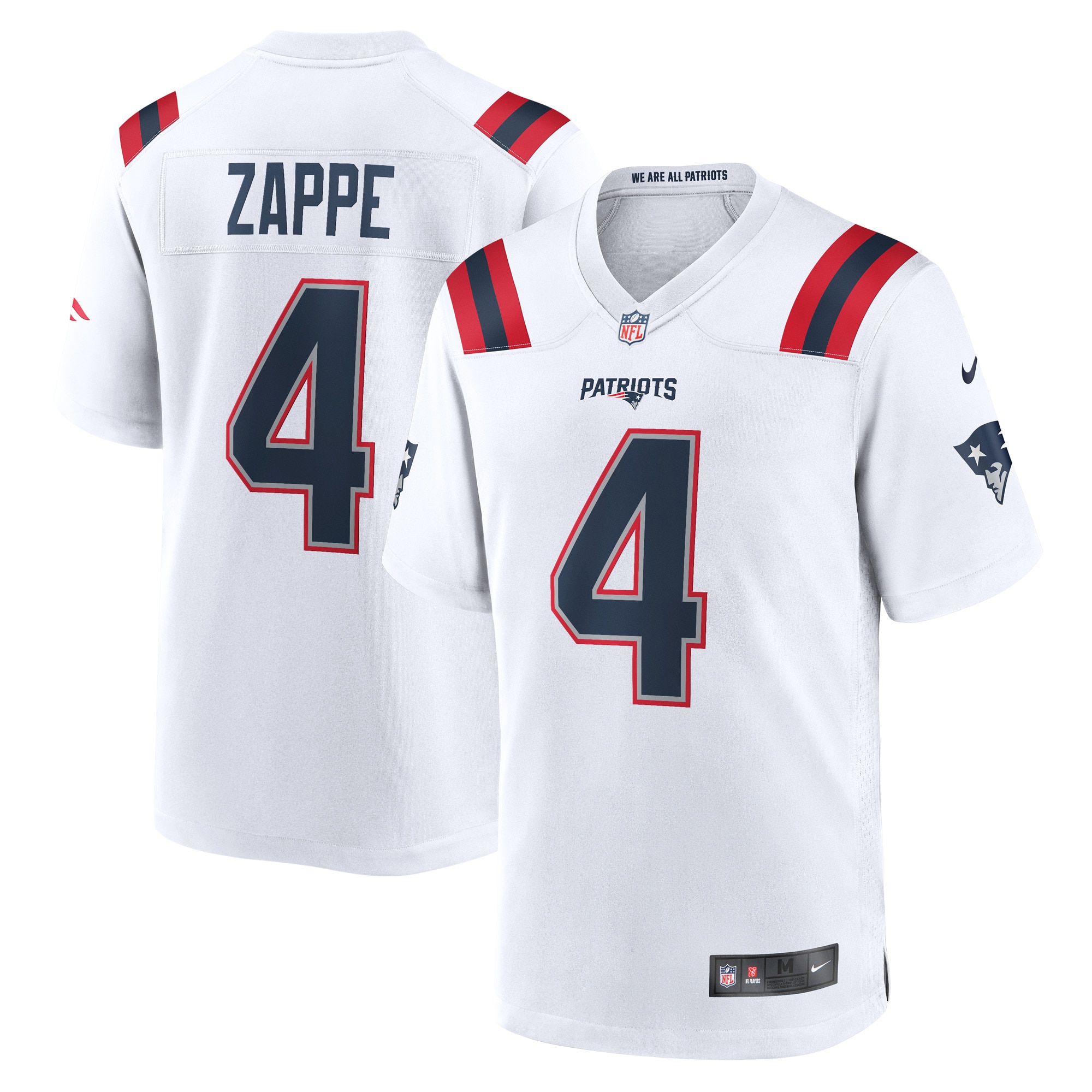 New England Patriots Bailey Zappe White Game Player NFL Jersey Men's