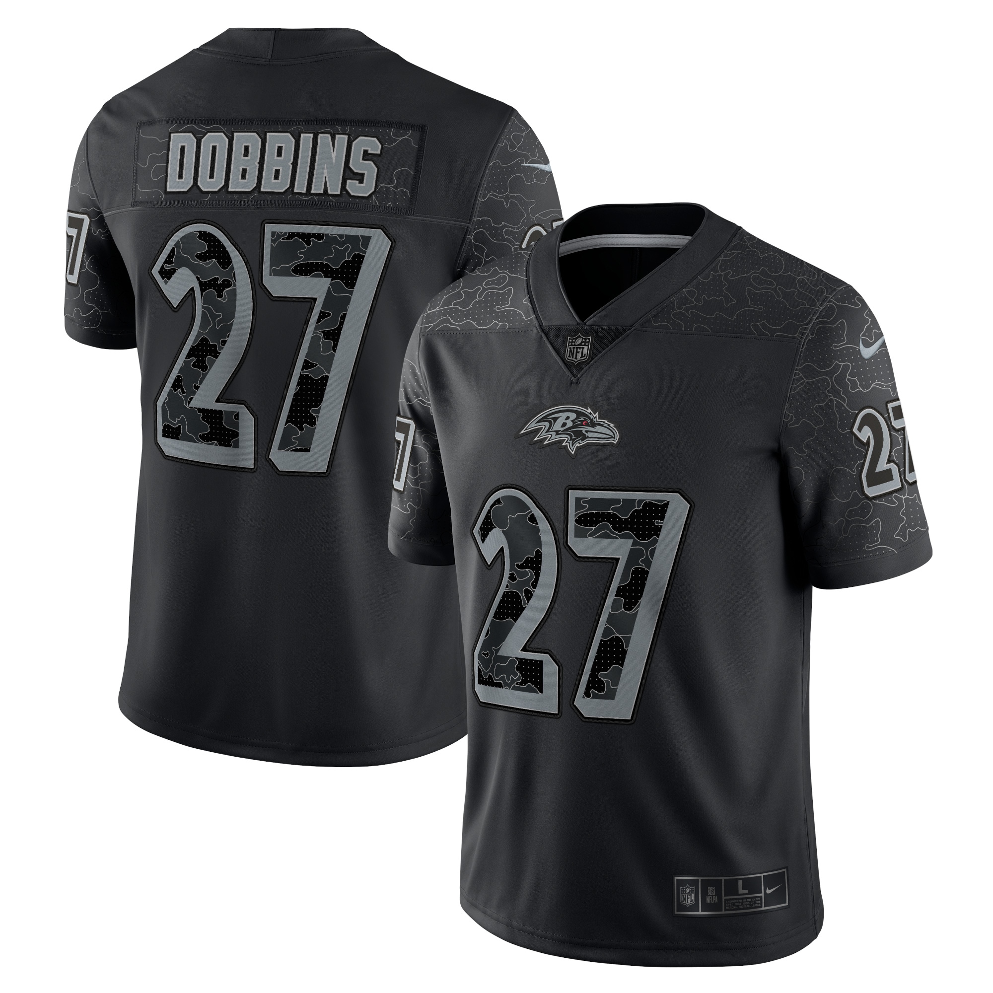 Baltimore Ravens J.K. Dobbins Black RFLCTV Limited NFL Jersey Men's